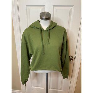 Free People Movement x Upcycle Green Cropped Hooded Sweatshirt, Size M